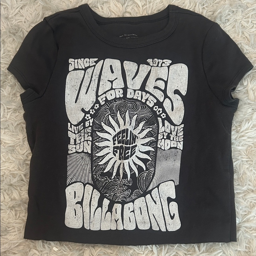 Billabong Black Graphic Crop Top